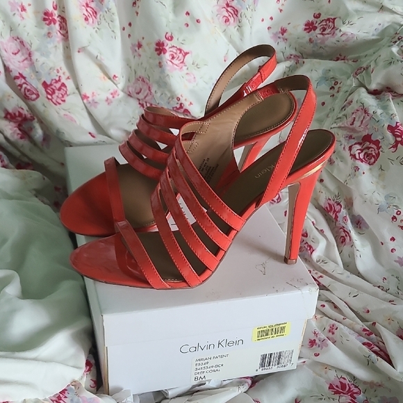 Calvin Klein Pink and Gold Strappy Heels - Picture 3 of 6